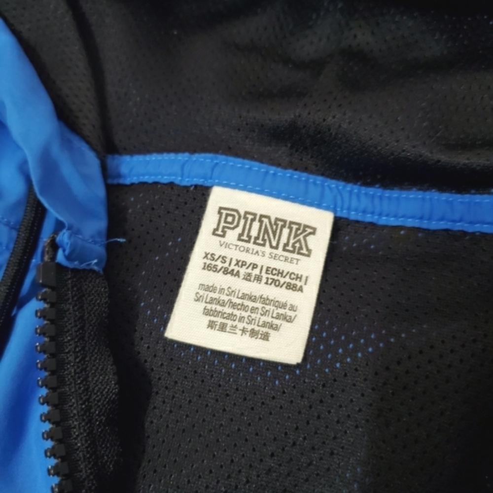 PINK Victoria's Secret Lightweight Jacket. Blue, White, Black. Oversized XS-S. - Picture 3 of 11